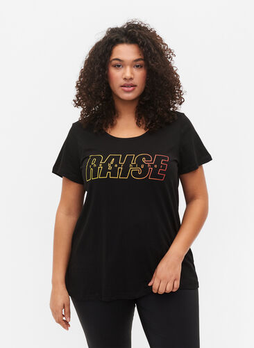 Sports t-shirt with print, Black w. Raise, Model image number 0