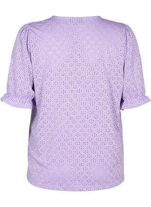 V-neck blouse with hole pattern, Viola, Packshot image number 1
