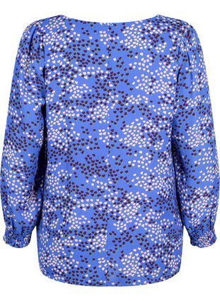 FLASH - Long sleeved blouse with smock and print, Dazzling Blue AOP, Packshot image number 1