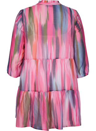 Printed viscose tunic with tie-string detail, Pink AOP, Packshot image number 1