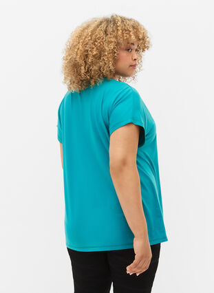 Short-sleeved workout t-shirt, Deep Peacock Blue, Model image number 1