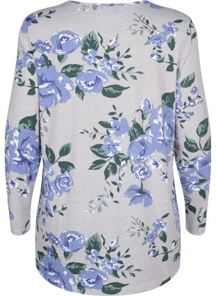 Floral blouse with long sleeves, Light Mel. AOP, Packshot image number 1