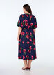 Midi dress with rose print and short balloon sleeves, Blue, Model image number 2