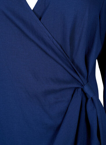 Long sleeve viscose dress with a wrap look, Medieval Blue, Packshot image number 2
