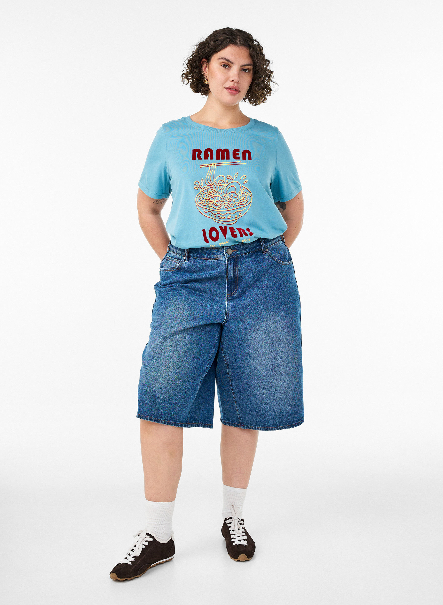 ZizzifashionCotton T-shirt with print, Blue, Model image number 1