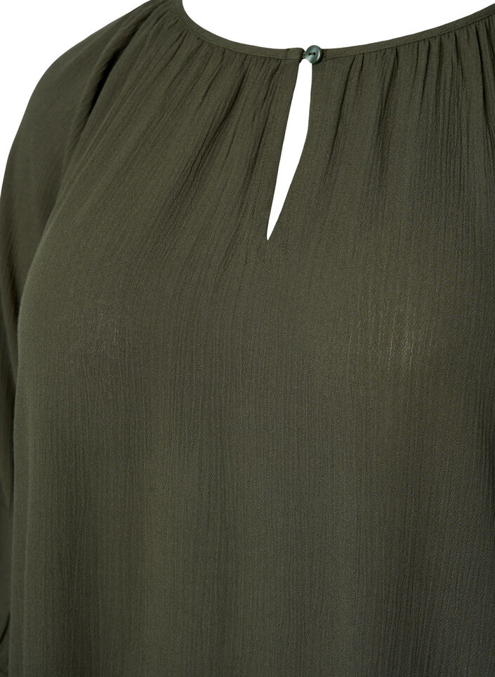 Viscose tunic with 3/4 sleeves, Green, Packshot image number 2