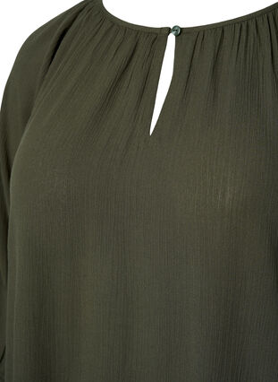 Viscose tunic with 3/4 sleeves, Thyme, Packshot image number 2