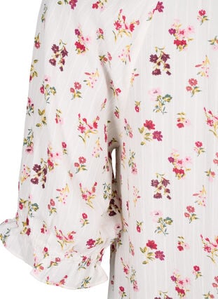 Floral viscose blouse with half sleeves, B. White Rose Flower, Packshot image number 3