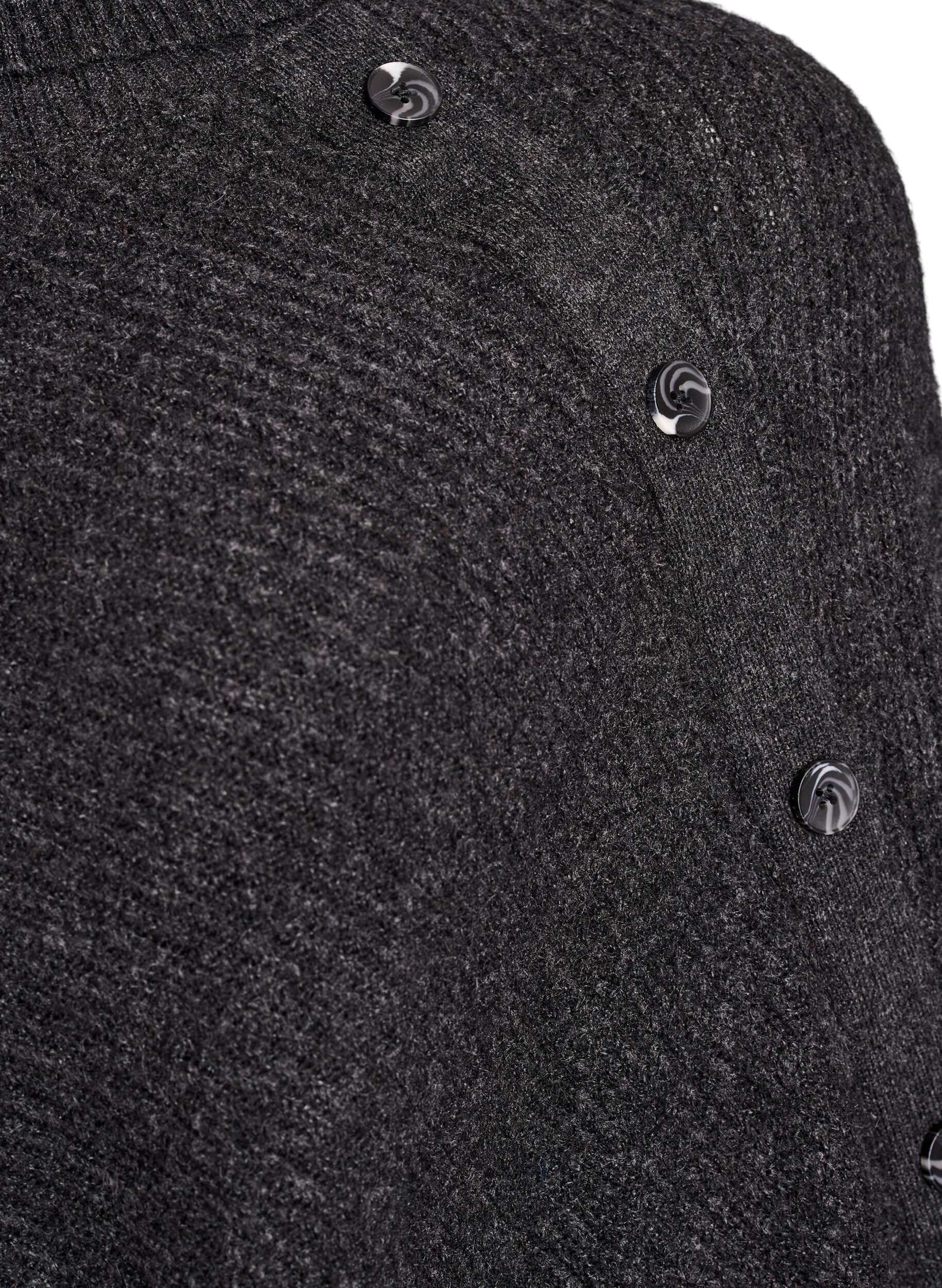 Zizzifashion Poncho with turtleneck and button detail, Dark Grey, Packshot image number 2