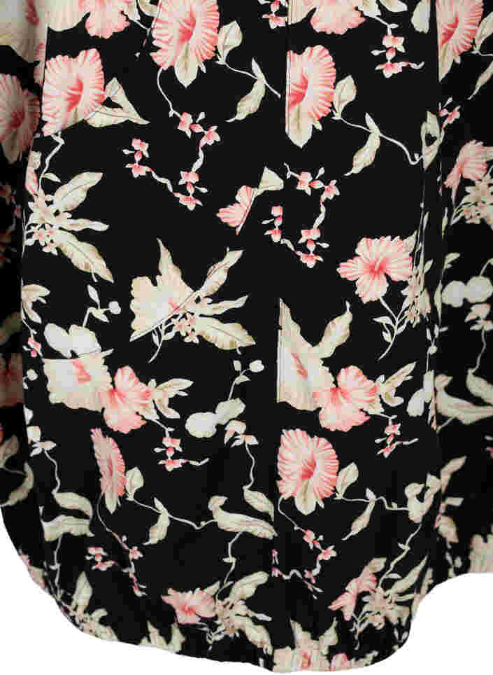 Short-sleeved, printed cotton dress, Black Rose Flowers, Packshot image number 3