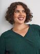 Blouse with wavy texture and balloon shape, Green, Model image number 3