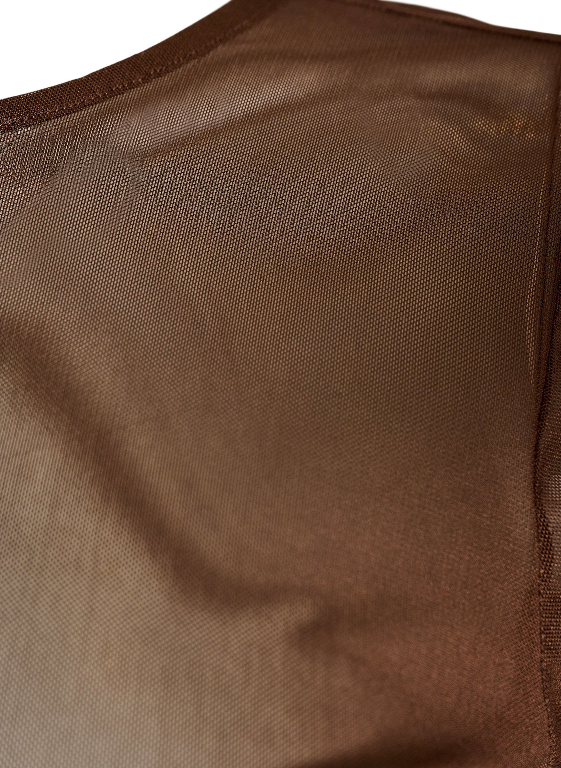 ZizzifashionMesh top with short sleeves and round neck, Brown, Packshot image number 2