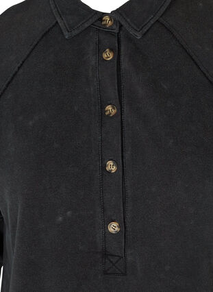 Cotton sweater dress with acid wash and pockets, Black Acid Washed, Packshot image number 2