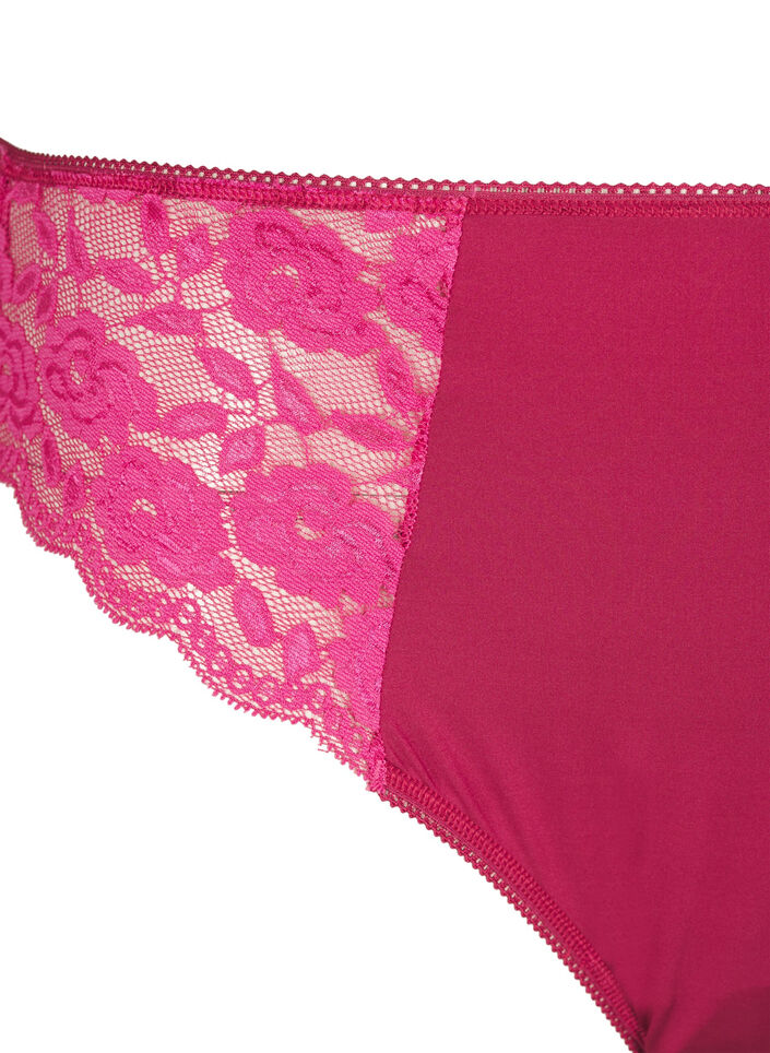 Brazilian microfibre panties with lace, Red, Packshot image number 2