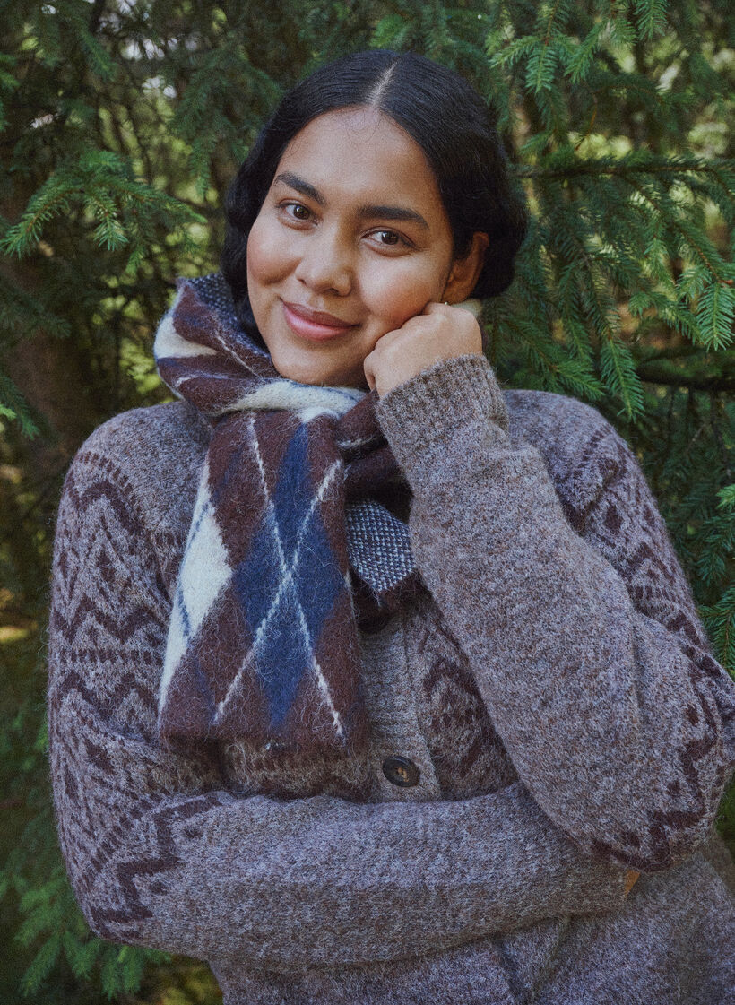 Jacquard pattern cardigan, Brown, Image image number 0