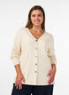Fine-knit cardigan with decorative buttons, Vanilla, Model image number 0