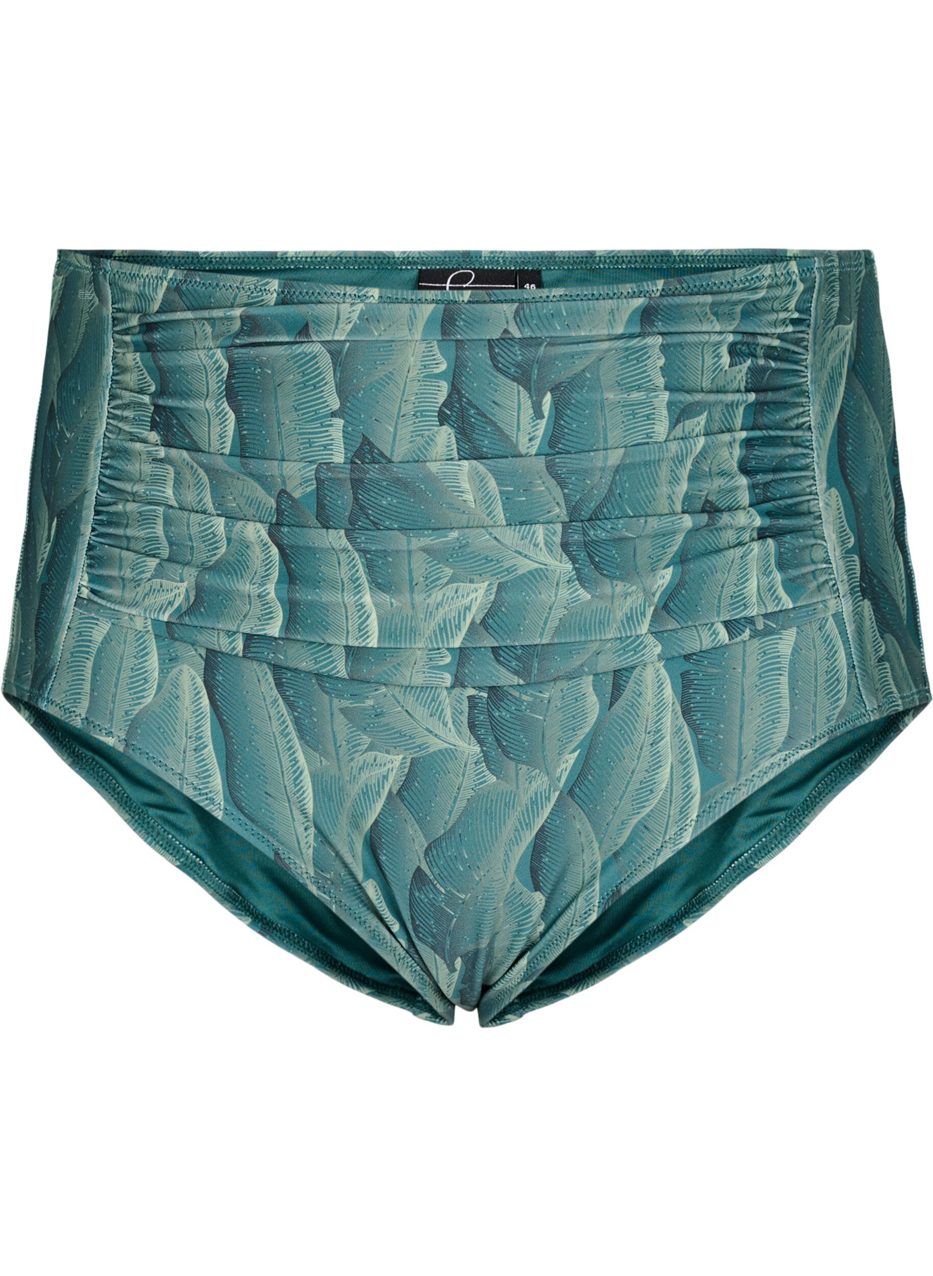 Zizzifashion High-waisted bikini bottoms with print, Green, Packshot image number 0