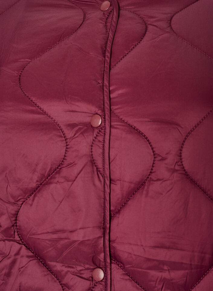 Quilted jacket with press studs and round neck, Dark Bordeaux, Packshot image number 2