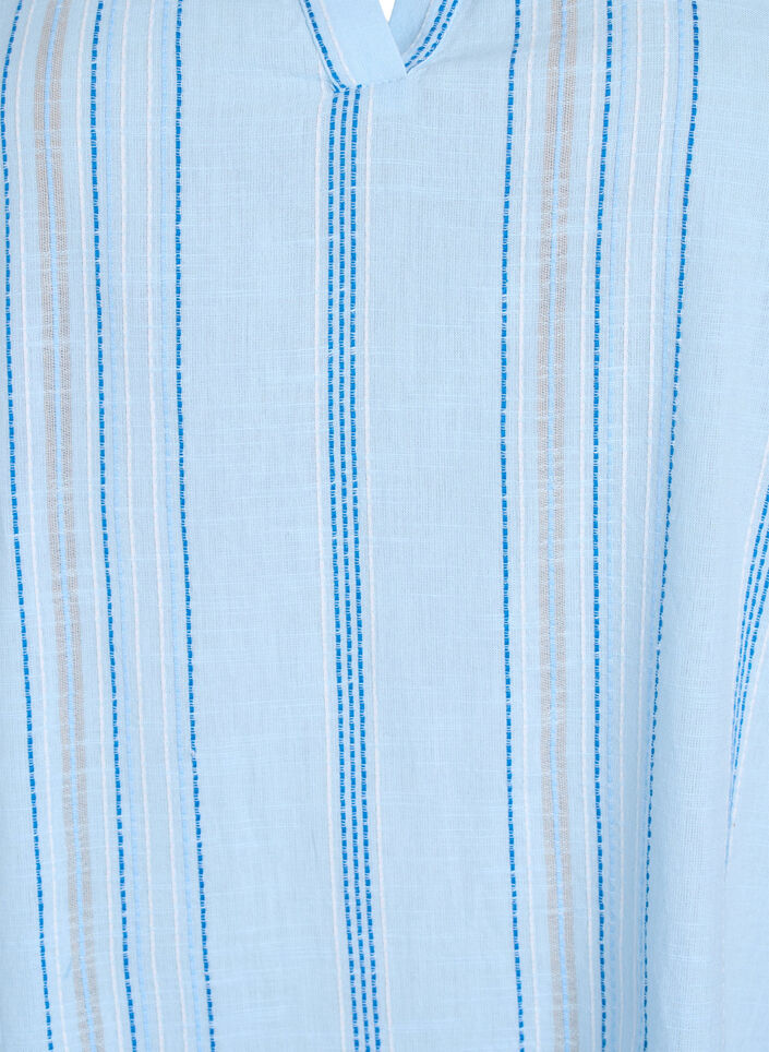 Short cotton dress with striped pattern, Light Blue, Packshot image number 2