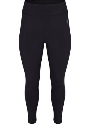 Cropped training leggings with back pocket, Black, Packshot image number 0