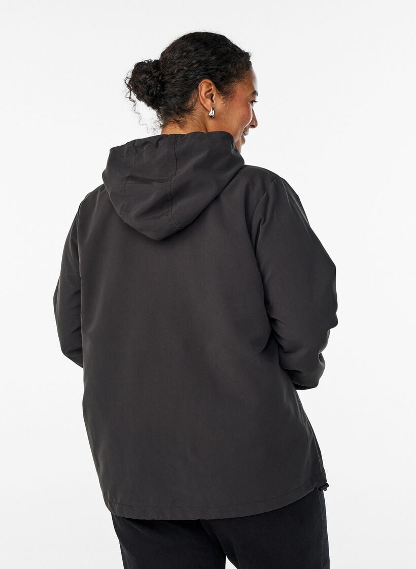 Lightweight jacket with a hood and zipper, Black, Model image number 2