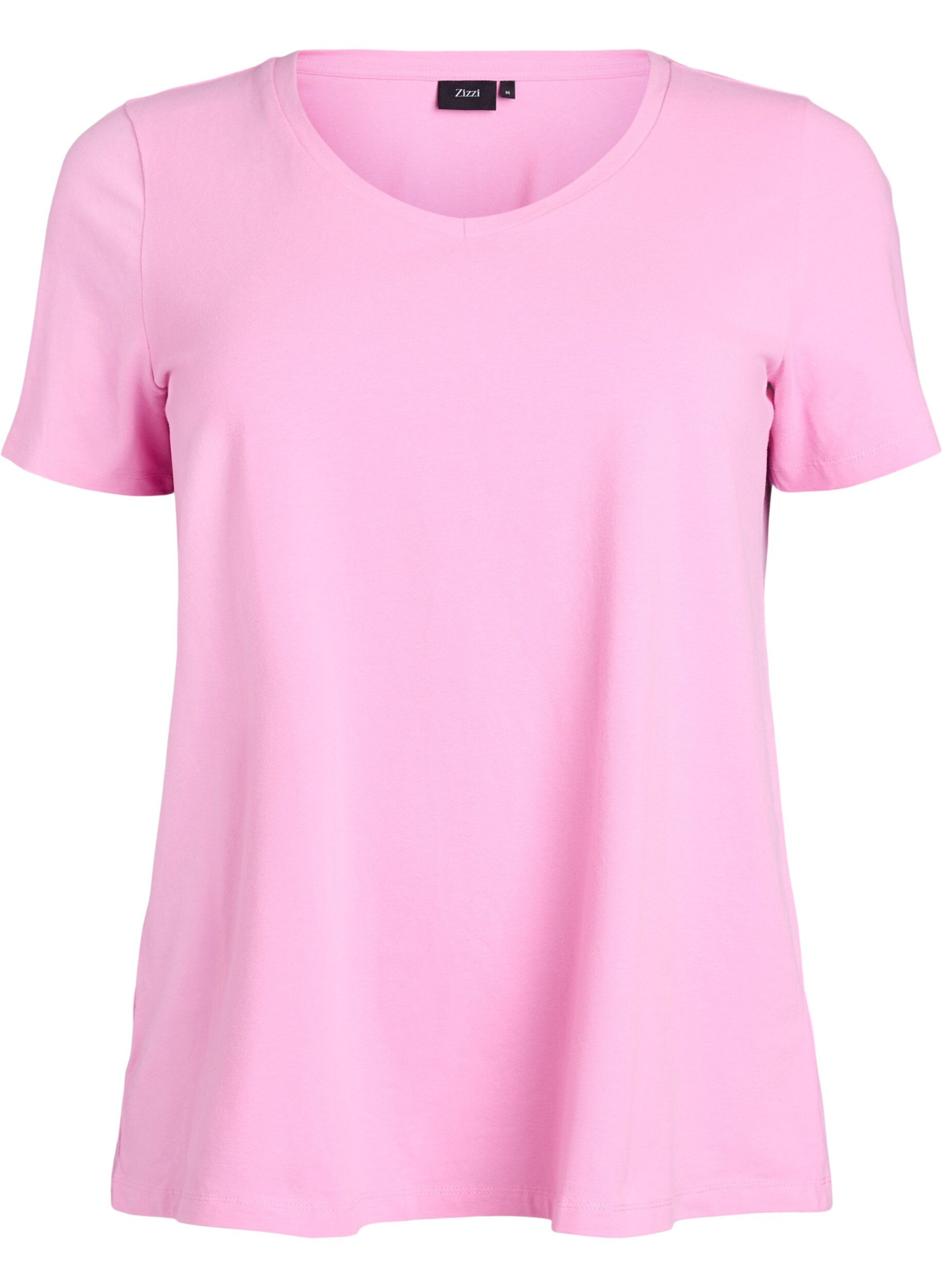 ZizzifashionBasic plain cotton t-shirt, Pink, Packshot image number 0