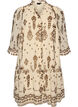 Dress with ornament print and ruffle collar, Beige, Packshot image number 0
