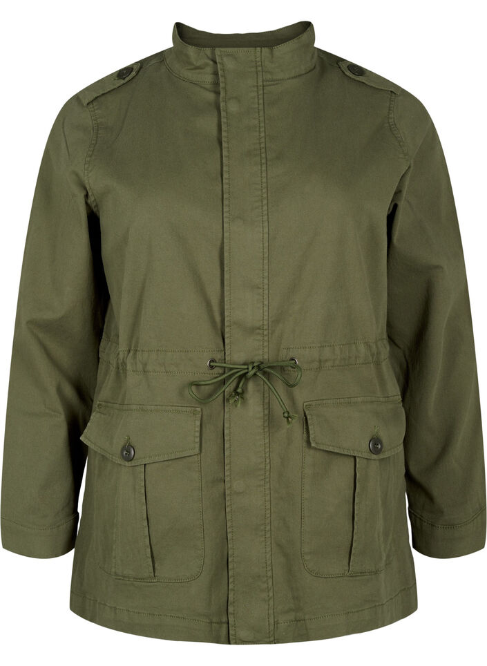 Canvas jacket with pockets, Thyme, Packshot image number 0