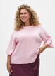 Loose knitted blouse with short sleeves, Rose, Model image number 0
