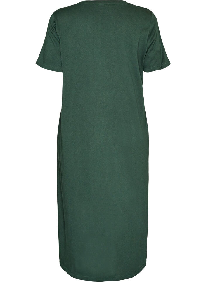Midi nightgown in organic cotton, Green, Packshot image number 1