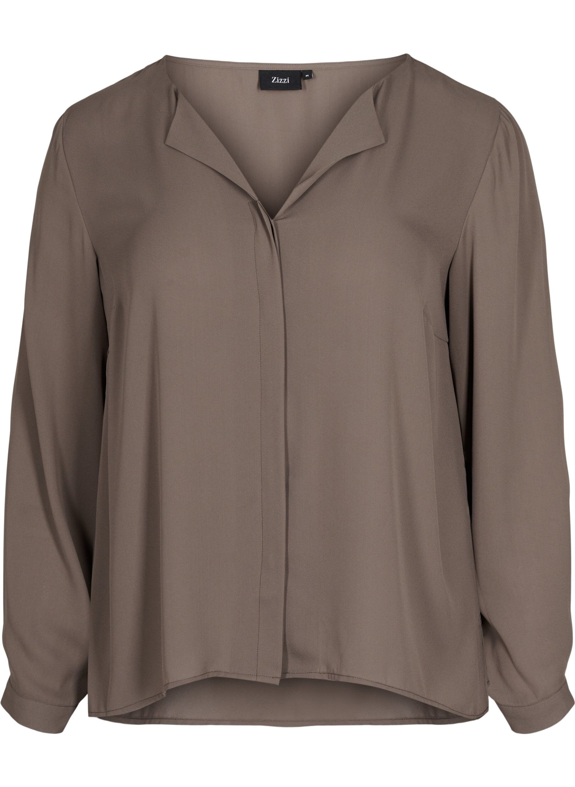 Zizzifashion Solid colour shirt with v-neck, Falcon, Packshot image number 0