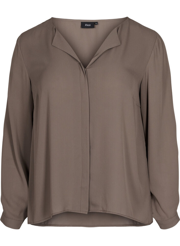 Solid colour shirt with v-neck, Falcon, Packshot image number 0