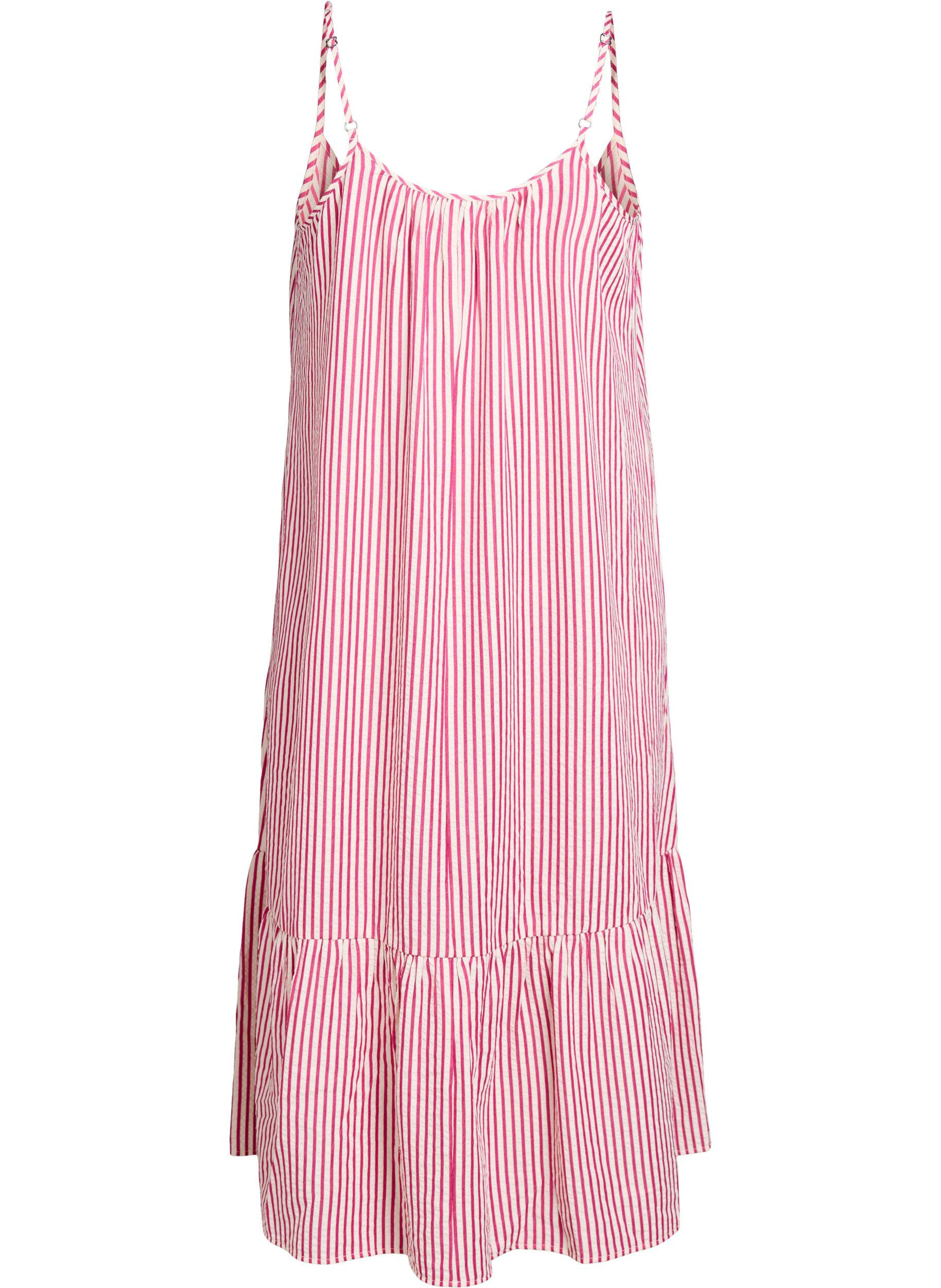 ZizzifashionSummer dress with stripes and A-line shape, Pink, Packshot image number 1