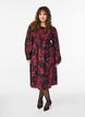 Floral dress with a smocked top, Black, Model image number 0