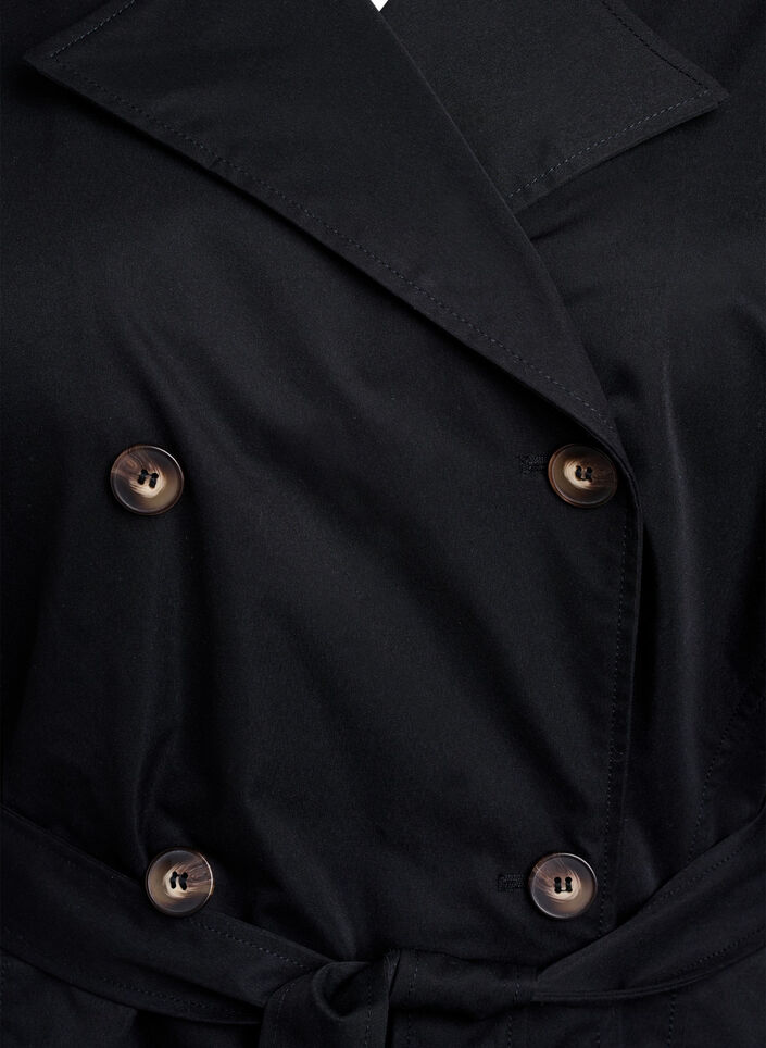 Mid-length trench coat with belt, Black, Packshot image number 2