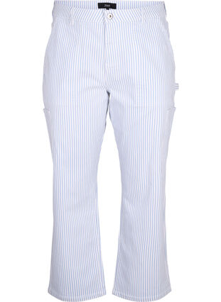 Striped cargo jeans with a straight fit, Blue White Stripe, Packshot image number 0