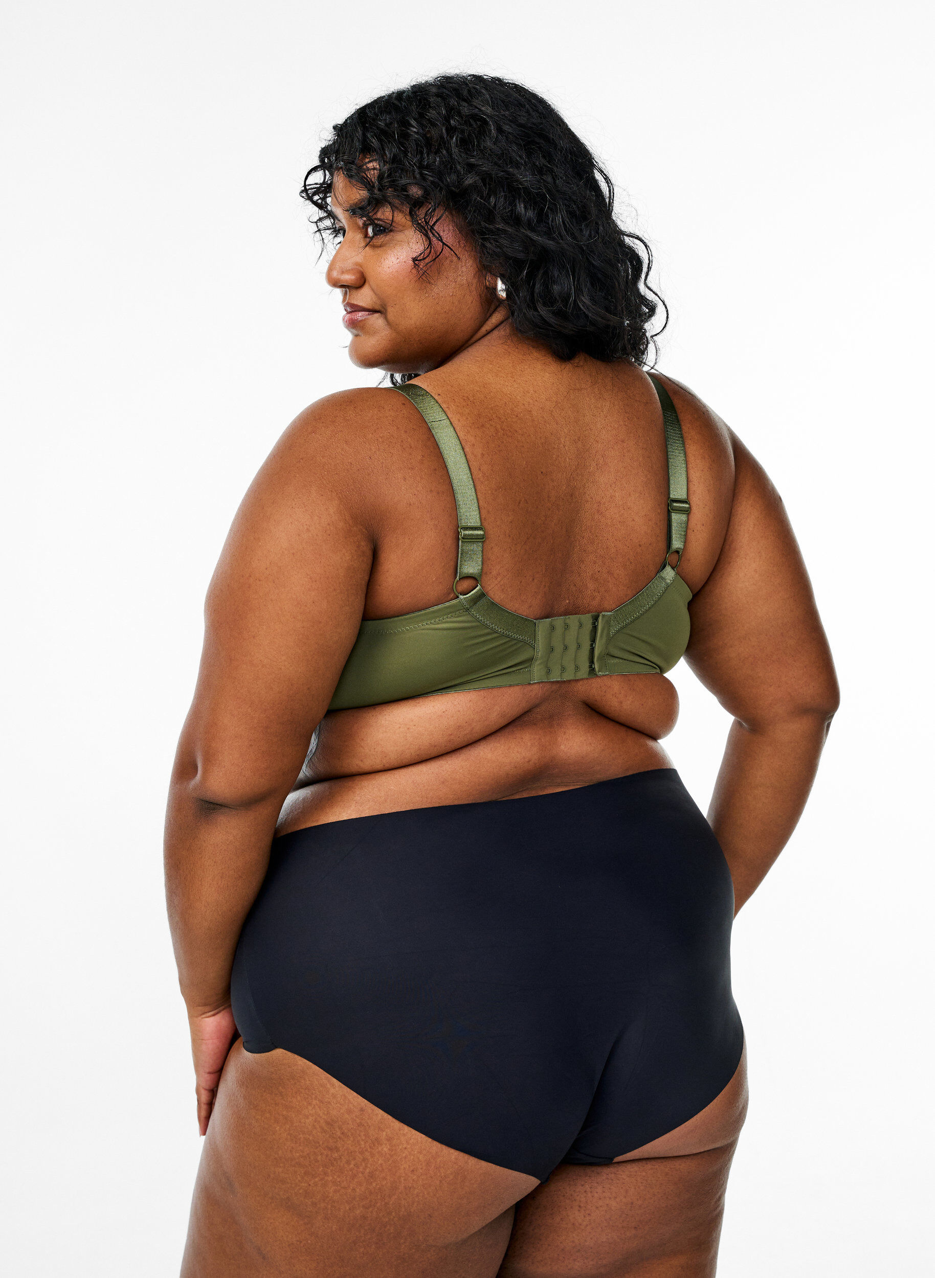 Zizzifashion Moulded bra in microfiber with satin detail, Green, Model image number 2