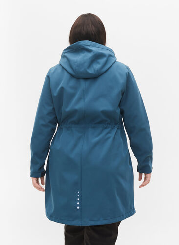 Long, hooded softshell jacket, Stargazer Solid, Model image number 1