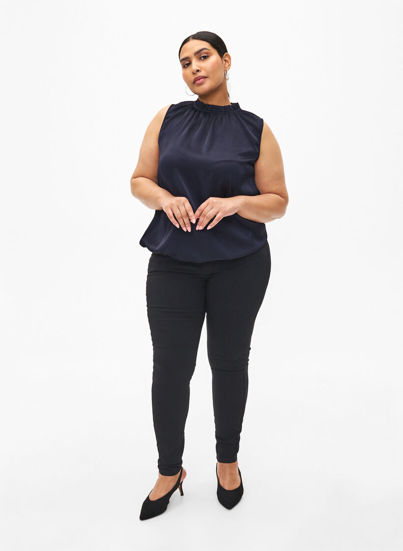 Sleeveless party top in satin, Night Sky, Model image number 3