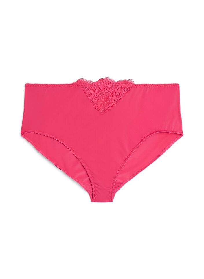 Microfibre briefs with lace details, Pink, Packshot image number 0