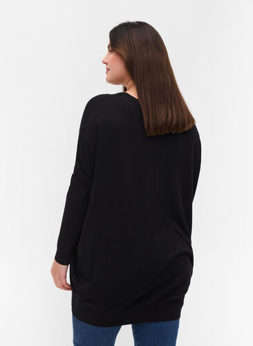 Knitted jumper with round neckline, Black, Model image number 1