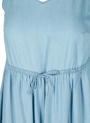 Midi dress with smock and adjustable waist, Light blue denim, Packshot image number 2