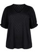 V-neck blouse with hole pattern, Black, Packshot image number 0