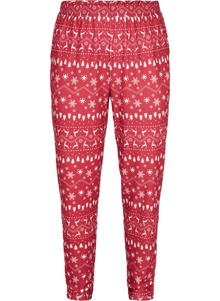 Christmas trousers with print, Tango Red/White AOP, Packshot image number 0