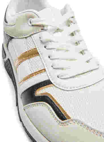 Wide fit trainers, White/Gold, Packshot image number 3
