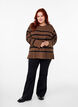 Striped knitted blouse with round neck, Carafe w. black , Model image number 2