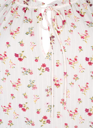Floral viscose blouse with half sleeves, B. White Rose Flower, Packshot image number 2