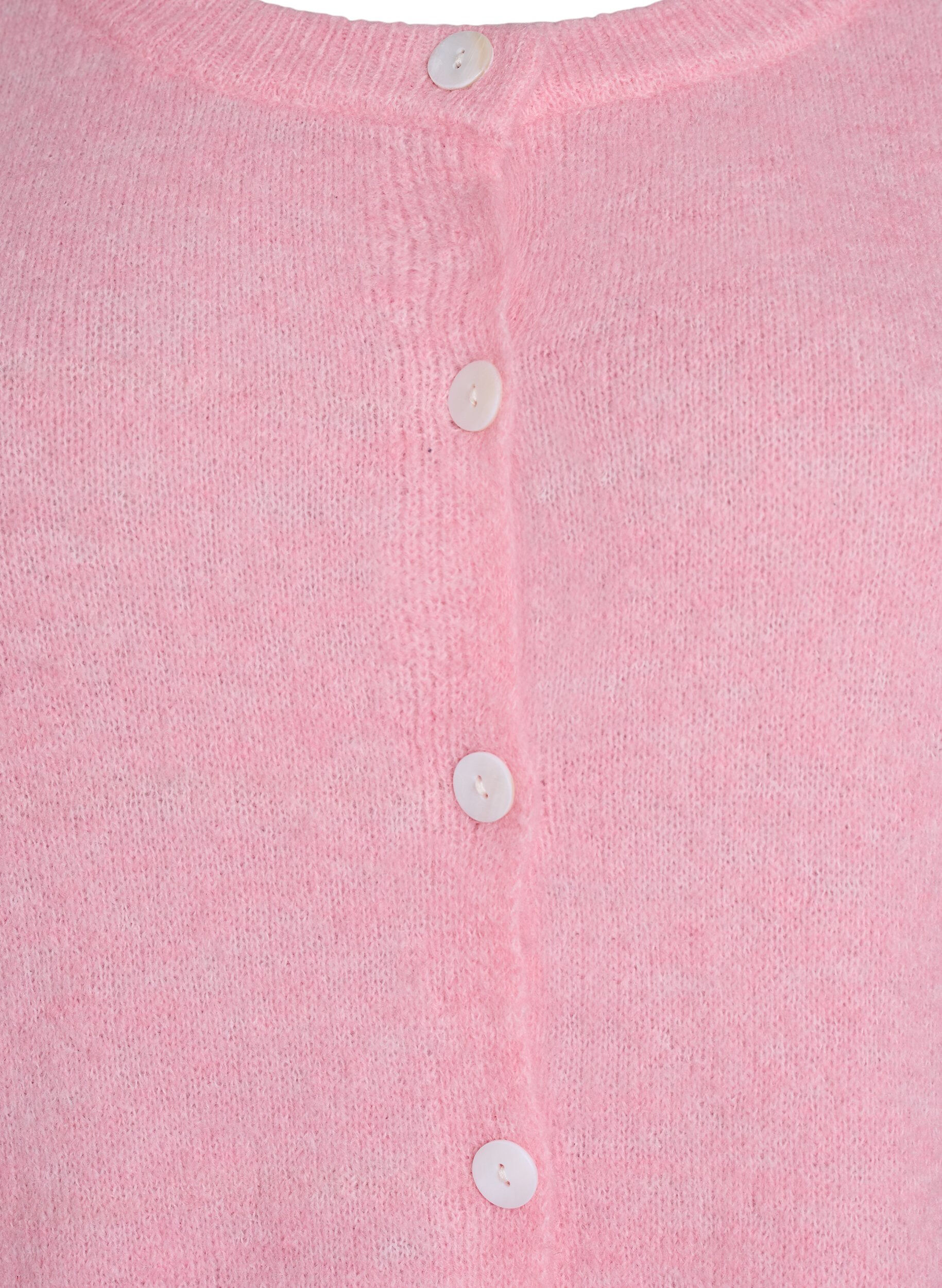 Zizzifashion Knit cardigan with wool and buttons, Pink, Packshot image number 2