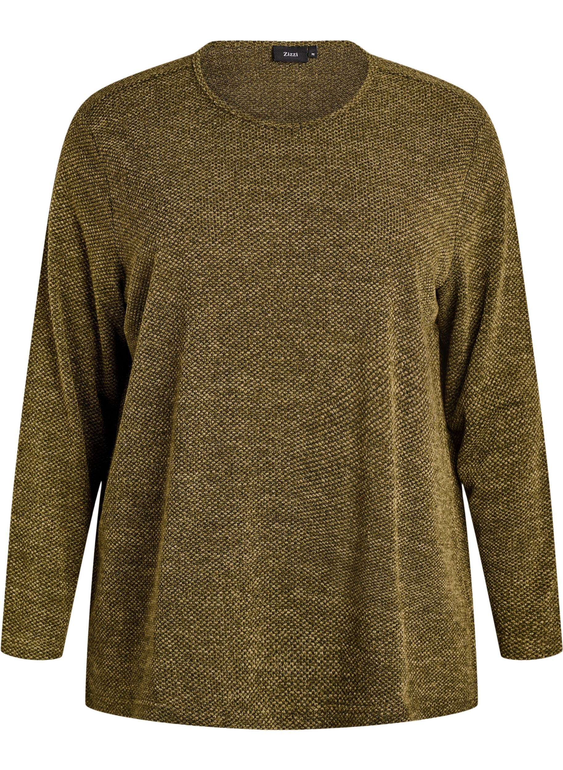 ZizzifashionLong-sleeved blouse with texture, Green, Packshot image number 0