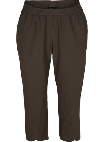 Cropped trousers in cotton, Khaki Green , Packshot image number 0